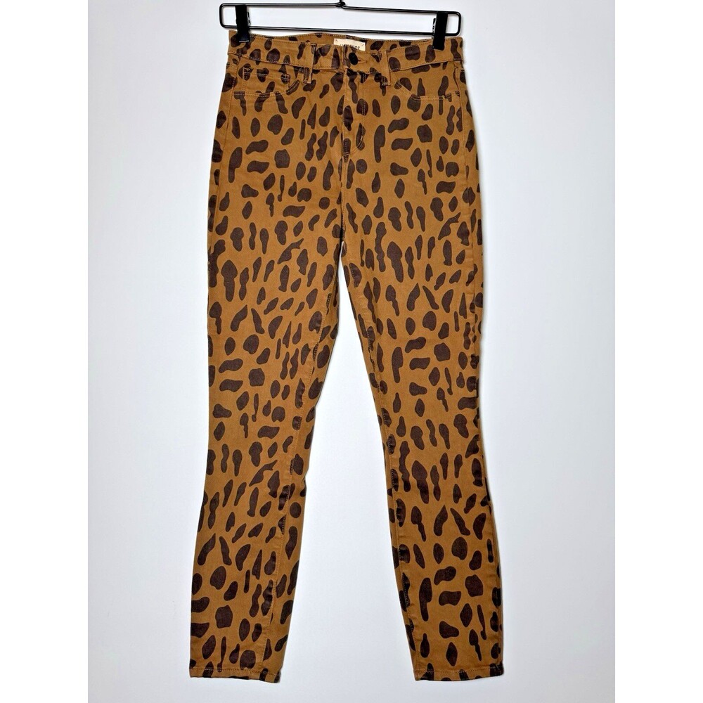 L'Agence Margot Jeans Women 28‎ Brown Animal Print Skinny Stretch Made in USA